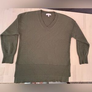 Philosophy Womens V-Neck Sweater Exposed Seams. Thick Soft Viscose-Blend GRN XL.